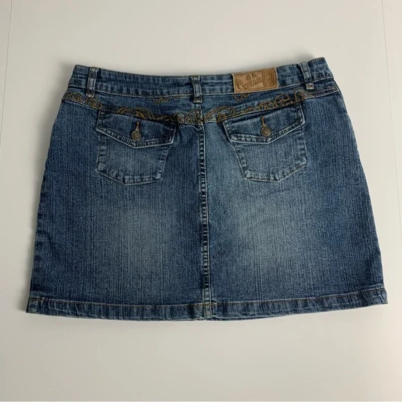 Vintage Rocawear Jean Mini Skirt Y2k Hip Hop Blue Denim Womens Size 9/10 - Picture 2 of 11